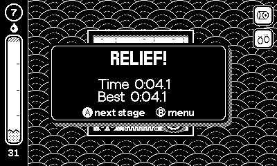 RELIEF! panel with time and best time